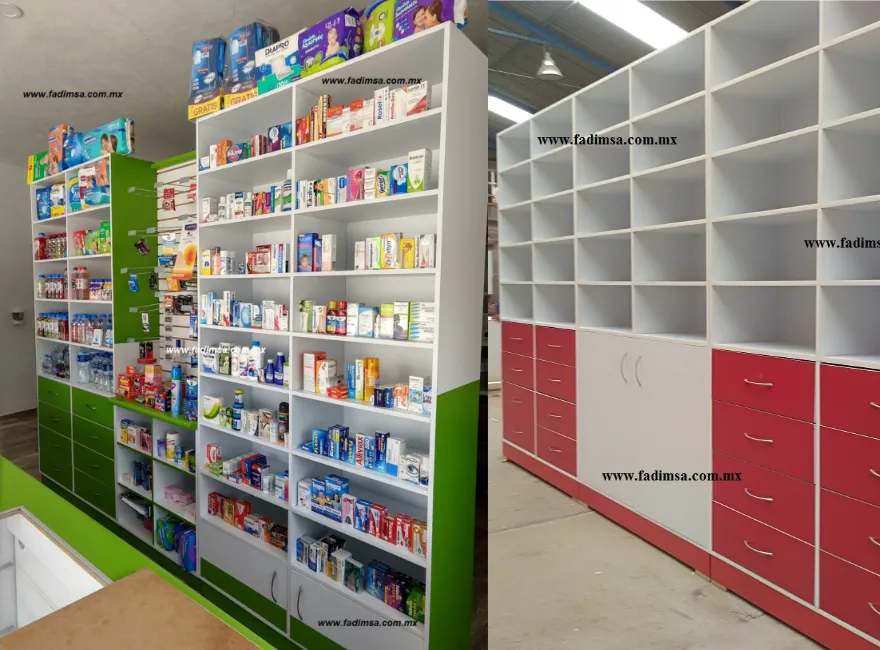 MUEBLES, MOSTRADORES y VITRINAS PARA PAPELERÍAS, FARMACIAS, TIENDAS,  MINISUPER Y SUPERMERCADO, …